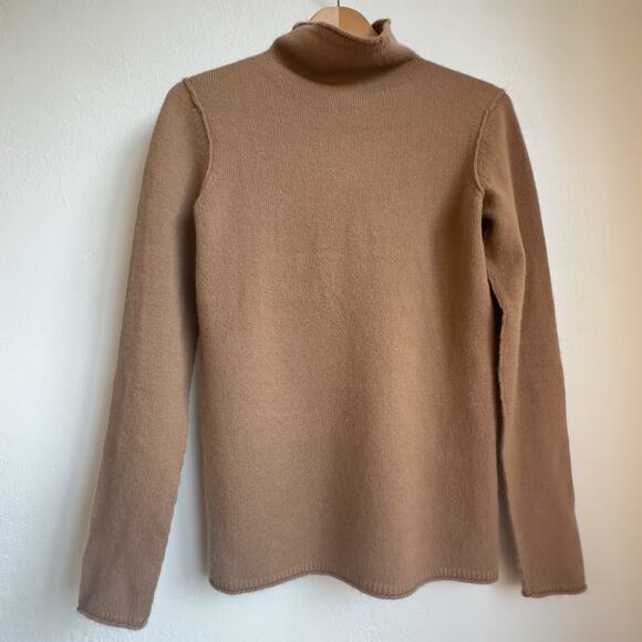 Paychi Guh 100% Baby Cashmere Camel Sweater Women Funnel Neck Mongolian EUC SM - Picture 1 of 11